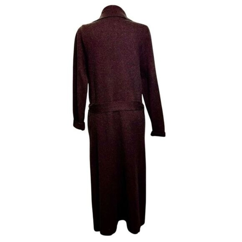 Maxsport Dark Plum Brown Belted Long Cardigan Sweater Duster Size Small - Picture 2 of 11